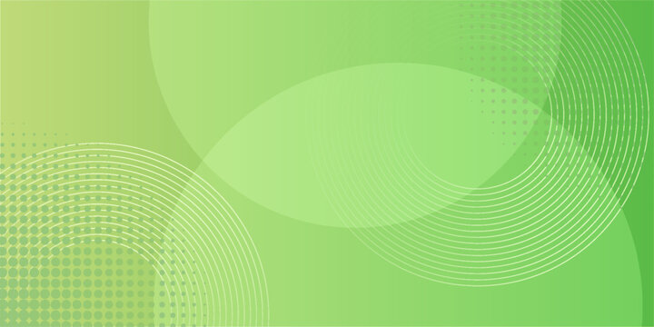 Abstract green and yellow gradient background with wave lines. Modern simple dynamic circles shapes element with halftone decoration.