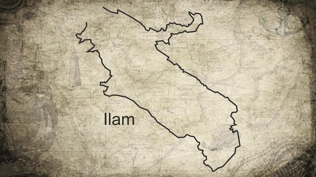 Ilam map drawn on a cartography background sheet of paper