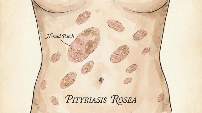 Medical Illustration of Pityriasis Rosea on Torso