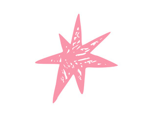 Hand Drawn Crayon Star. Celestial sparkle chalk textured element pastel sketched icon and twinkling shape. Vector illustration featuring colorful figure, party decoration on chalkboard background.