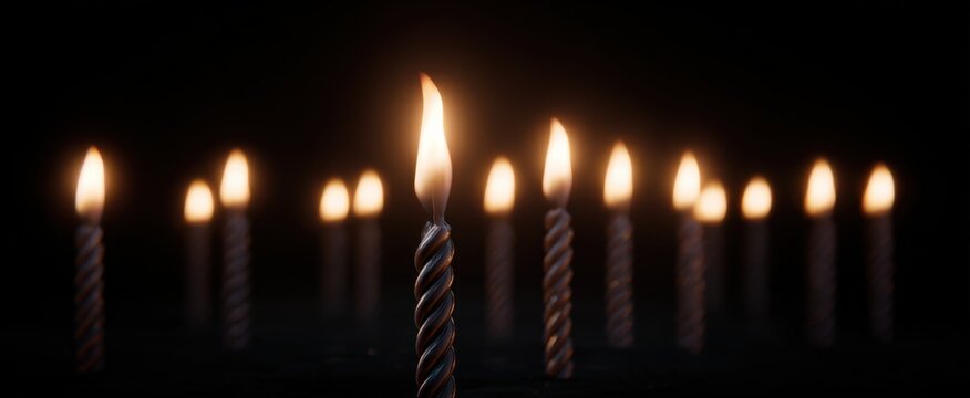 twisted candle wicks glow softly casting playful shadows with dwindling heat