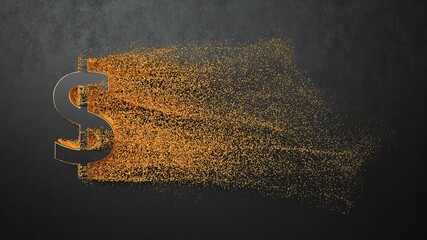 Fototapeta premium 3D illustration Golden Dollar Market.