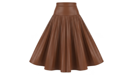 Brown leather pleated skirt