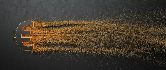 Naklejka premium 3D illustration Golden Euro Market.