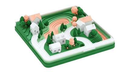 Miniature Suburban Neighborhood Diorama