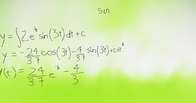 Animation of layers of mathematical formulae and equations over green and white light