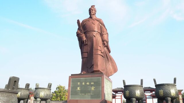 HuoShen Tai in Shangqiu City, Henan Province, China, also known as QueBo Tai. The statue of Wang Hai, who is regarded as the ancestor of Chinese merchants. 
