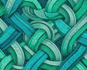 Abstract Intertwined Teal And Turquoise Pattern