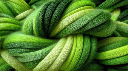 Intricate Green Yarn Knots Pattern