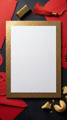 Blank paper mockup with chinese ornament decoration