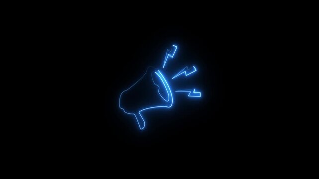 Glowing Neon Announcement Icon Isolated on Black Background, HD Motion Graphic Animation for News, Alert,  Communication  icon.