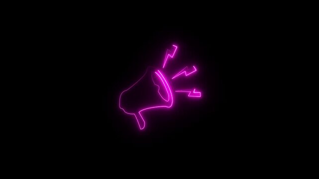 Glowing Neon Announcement Icon Isolated on Black Background, HD Motion Graphic Animation for News, Alert,  Communication  icon.