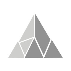 Abstract geometric mountain logo design in gray tones, vector illustration.