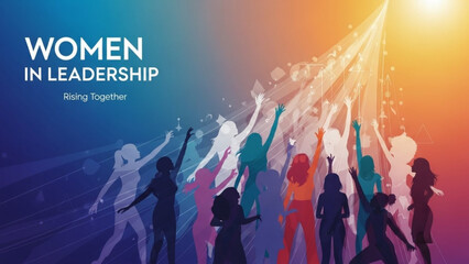 Diverse group of women leaders rising together in unity and empowerment celebrating success and equality