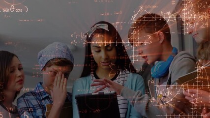 Animation of dna strand numbers and network of connections over business people using phone headsets - Powered by Adobe