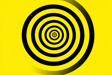 Endless concentric circles tunnel effect in yellow and black creating a hypnotic sense of depth and obsession.