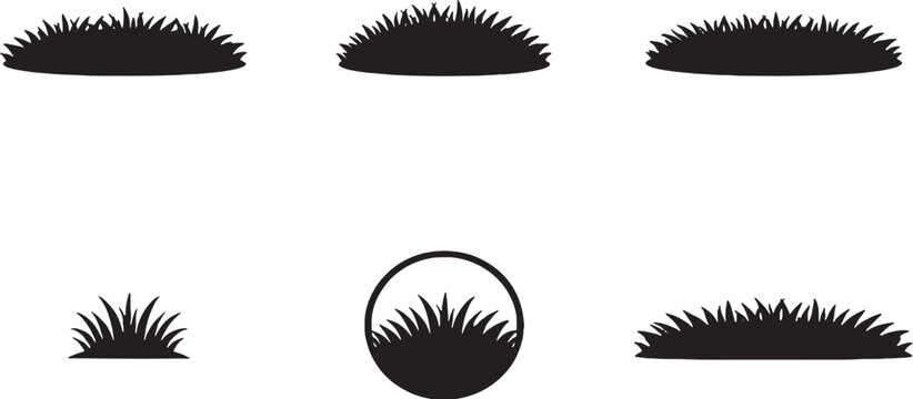 Zoysia Grass Icon Set Black and White