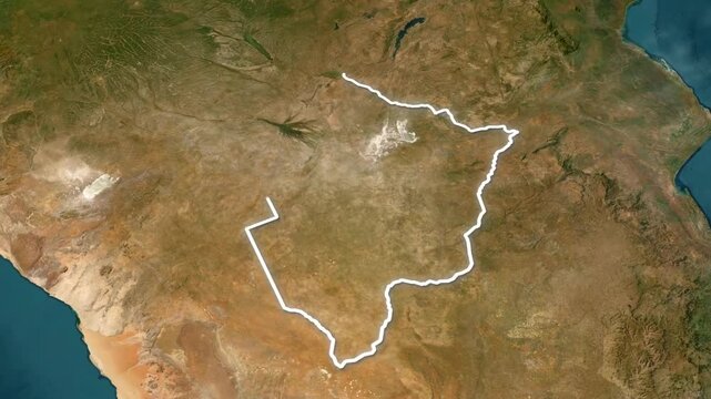 Botswana Country Maps with Flag Animation 00:15