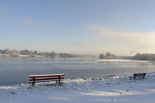 Paysage de Loire un jour de neige