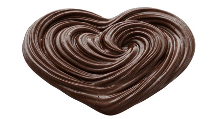 Glossy Chocolate Heart Swirl on White Background