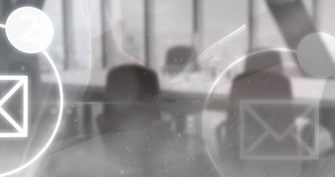 Animation of office over envelope icons