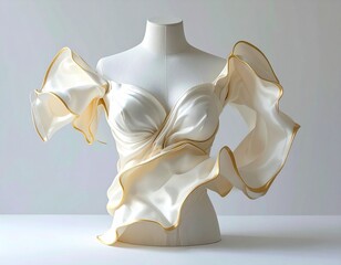  elegant sculptural couture bodice on mannequin