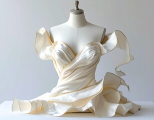 elegant sculptural couture bodice on mannequin