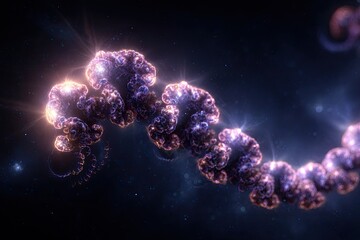 Abstract Glowing Pink And Purple Particle Chain In Space