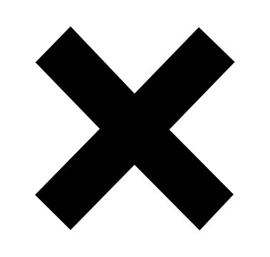 Black cross X mark geometric shape minimal flat icon graphic element on white background 