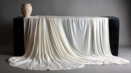 Elegant Draped Fabric Display With Vase