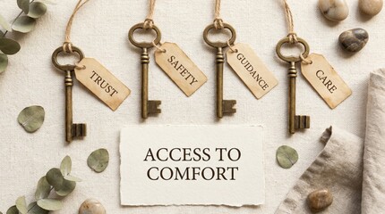 Vintage Keys Representing Trust, Safety, and Access to Comfort