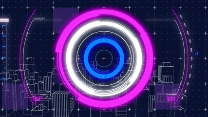 Animation of a 3d city model with rotating skyscrapers against a green screen background - Powered by Adobe