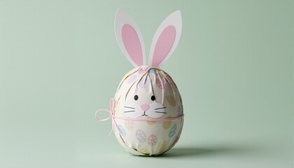 Easter bunny paper gift egg wrapping diy idea. Minimal easter concept
