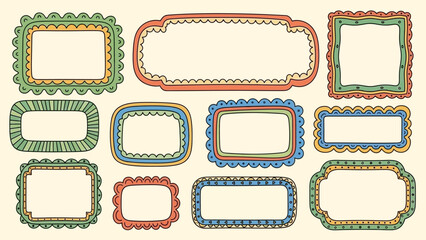 Collection of Hand-Drawn Decorative Frames and Borders for Design and Art