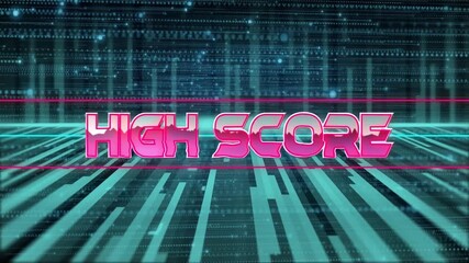 High score text animation over digital grid background - Powered by Adobe