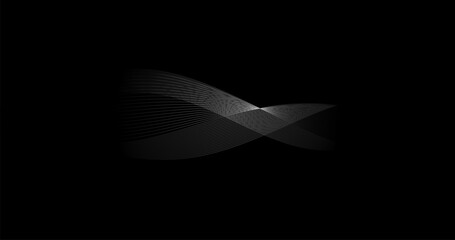 Obraz premium white abstract wave particles on black background for Telecommunication Technology Design
