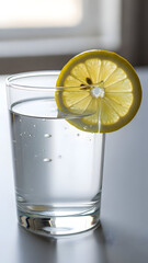 Glass of Water with Lemon Slice.
