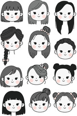 Different Hairstyle in vector Design Art