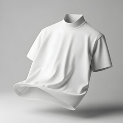 White T-Shirt Mockup with Collar Flying.