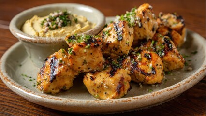 Savory Grilled Chicken Bites with Creamy Dip