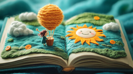 3D Felted Wool Art Pop-Up Book Scene