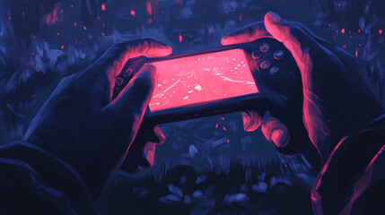 Gamer Hands Holding Video Game Controller Illustration