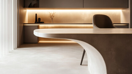 Modern Minimalist Office with Curved Desk