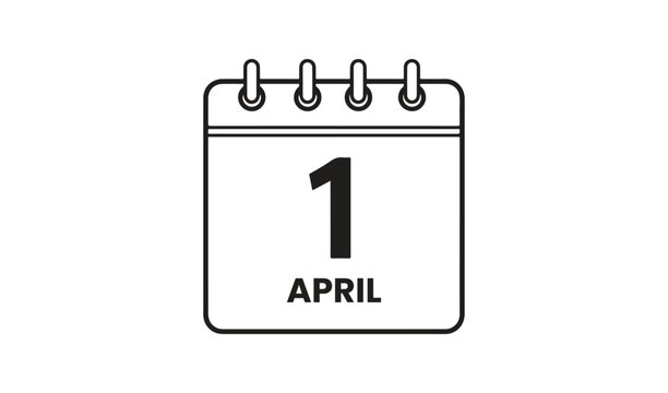 April 1st Calendar Page Icon for April Fools Day Prank Holiday Vector Illustration