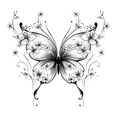 Floral Butterfly Tattoo Vector Pattern