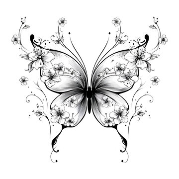 Floral Butterfly Tattoo Vector Pattern