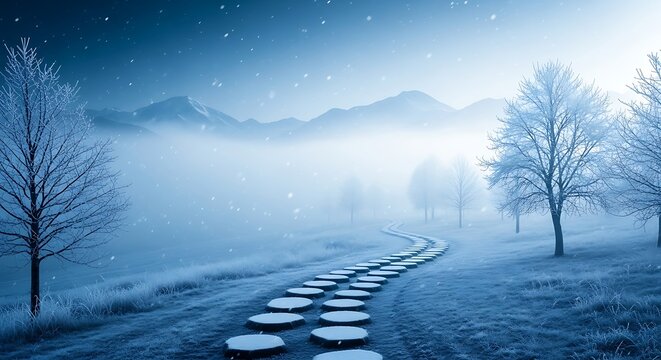 Serene winter pathway - Powered by Adobe