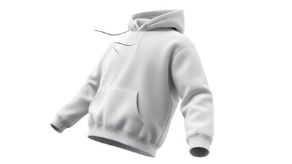 White Hooded Sweatshirt with Drawstring and Pocket.