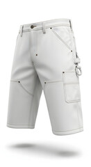 White Cargo Shorts on White Background.