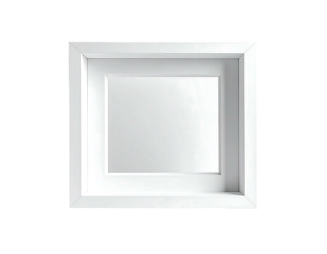 Minimalist white frame with deep inset square, casting subtle shadows